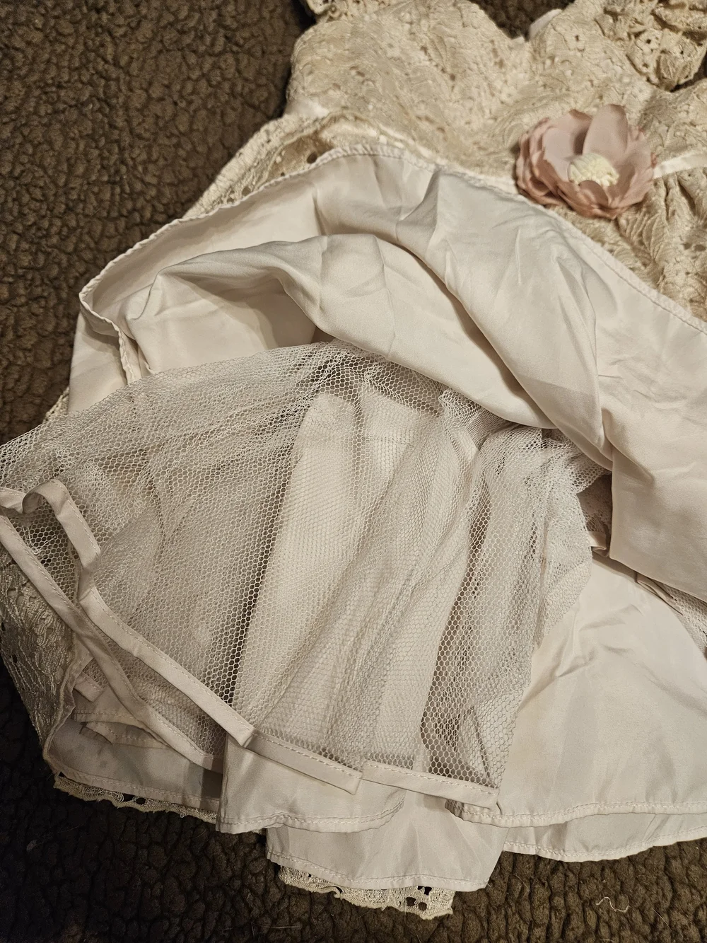 Laura Ashley Cream Lace Formal Dress with Pink Rosette - 3T
